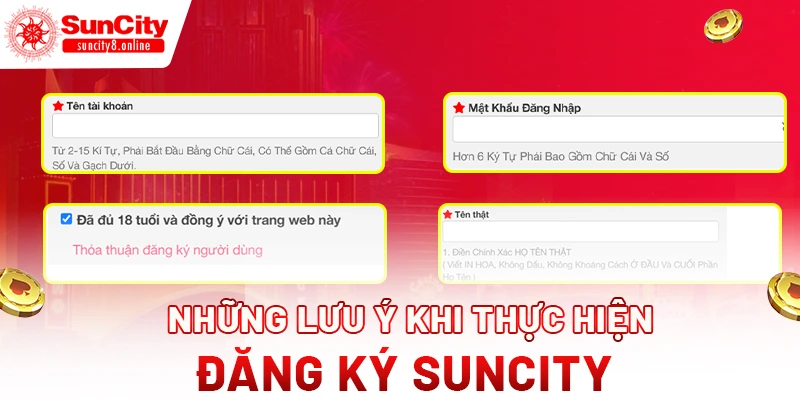 Những lưu ý khi thực hiện đăng ký suncity